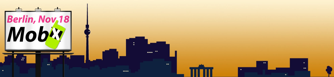 Skyline von Berlin - Logo der MobX Con